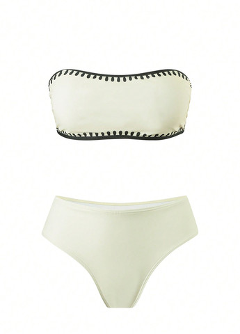 Комбинированный демисезонный комплект (купальный лиф, трусики, брюки) бандо, раздельный SHEIN