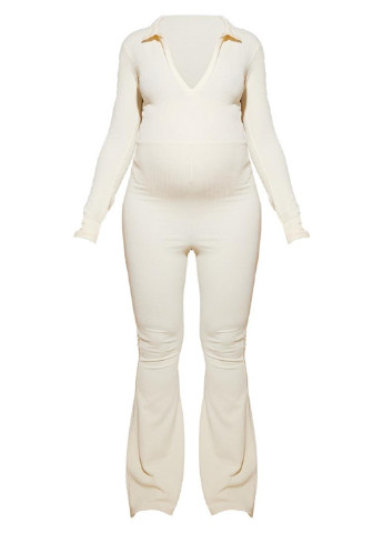 Комбінезон для вагітних PrettyLittleThing комбінезон-брюки однотонний молочний кежуал поліестер