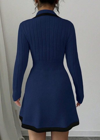 Синя кежуал сукня сукня светр SHEIN однотонна