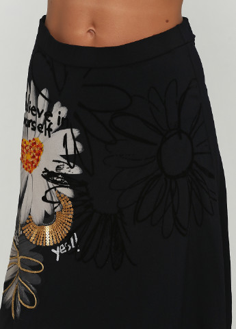 Черная кэжуал с рисунком юбка Desigual а-силуэта (трапеция)
