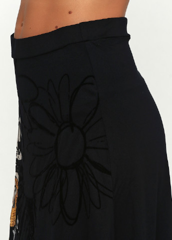 Черная кэжуал с рисунком юбка Desigual а-силуэта (трапеция)