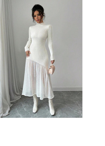 Світло-бежева кежуал сукня сукня светр SHEIN однотонна