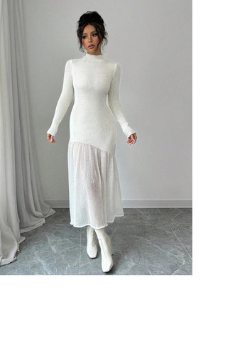 Світло-бежева кежуал сукня сукня светр SHEIN однотонна