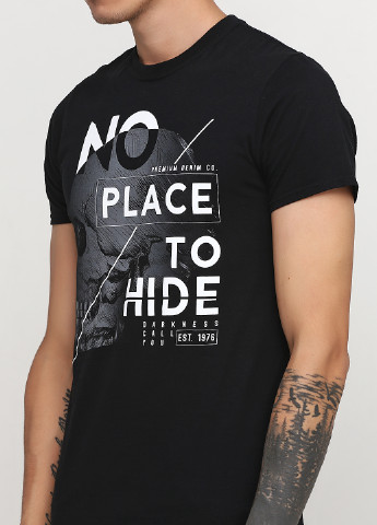 Чорна футболка з коротким рукавом No Brand
