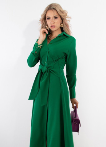 Зеленое вечернее платье а-силуэт, рубашка Moon однотонное