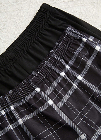 Чорна всесезон піжама, (2 шт.) (футболка, шорти) футболка + шорти SHEIN