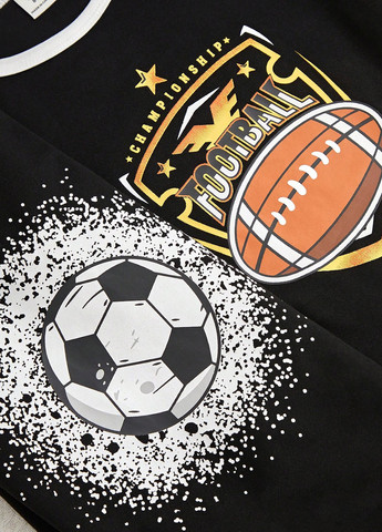 Чорна всесезон піжама, (2 шт.) (футболка, шорти) футболка + шорти SHEIN