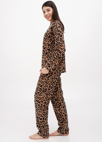 Коричневая зимняя пижама (лонгслив, брюки) est.1991