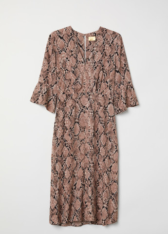Бежевое кэжуал платье H&M змеиный