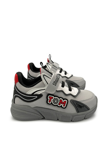 Детские серые осенние кроссовки Tom Wins на шнурках с аппликацией для мальчика