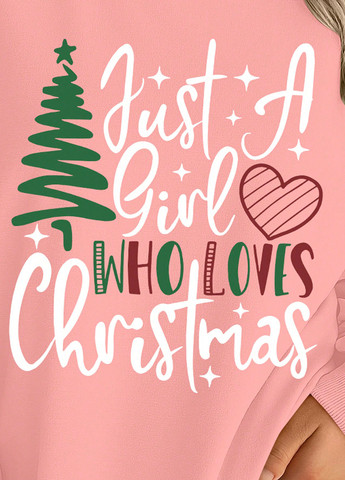 Розовый свитшот SHEIN новогодний без декора (334102151)