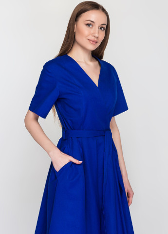 Синее кэжуал платье с юбкой-солнце O`zona milano однотонное