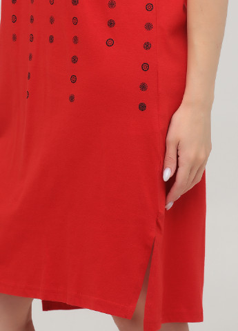 Красное кэжуал платье платье-футболка Long Island с рисунком