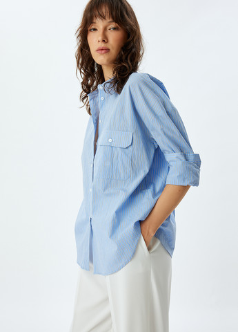 Голубой классическая, кэжуал рубашка в полоску KOTON