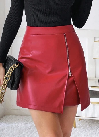 Красная кэжуал однотонная юбка SHEIN