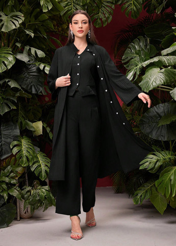 Костюм (кардиган, жилет, брюки) SHEIN (330487447)