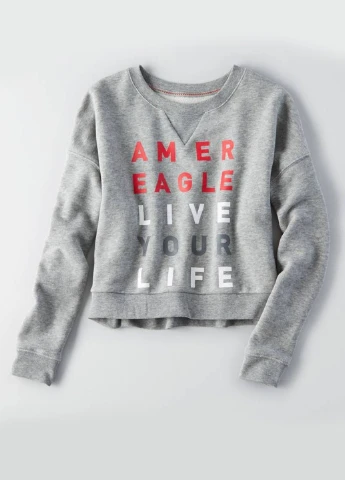 Сірий світшот American Eagle напис (17725051)