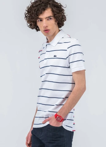 Белая футболка-поло для мужчин Lacoste с логотипом