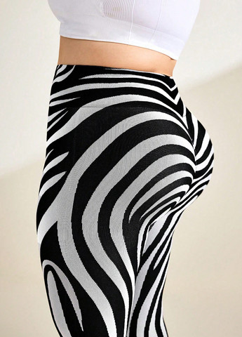 Черно-белые демисезонные леггинсы SHEIN