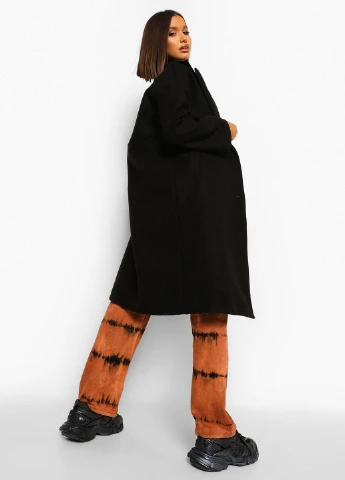 Черное демисезонное Пальто однобортное Boohoo