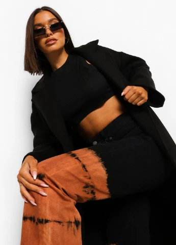 Черное демисезонное Пальто однобортное Boohoo