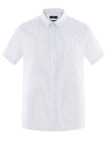 Белая кэжуал рубашка с геометрическим узором Oodji с коротким рукавом