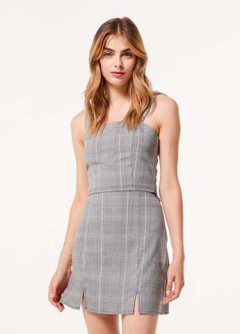 Серая кэжуал в клетку юбка Jennyfer а-силуэта (трапеция)