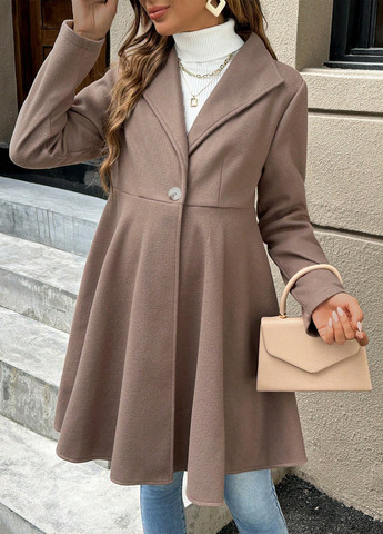 Светло-коричневое демисезонное Пальто для беременных однобортное SHEIN