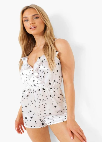 Комбинезон Boohoo звезды белый откровенный