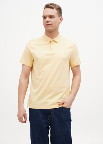 Желтая мужская футболка поло H&M однотонная