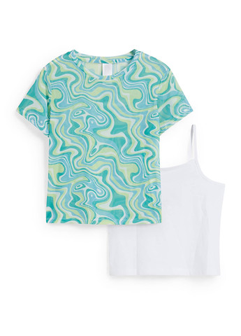 Зеленый летний комплект (футболка, майка) C&A