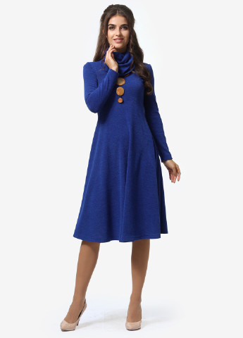 Синее кэжуал платье клеш Agata Webers однотонное