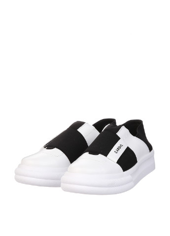 Черно-белые женские кэжуал туфли с металлическими вставками без каблука польские - фото