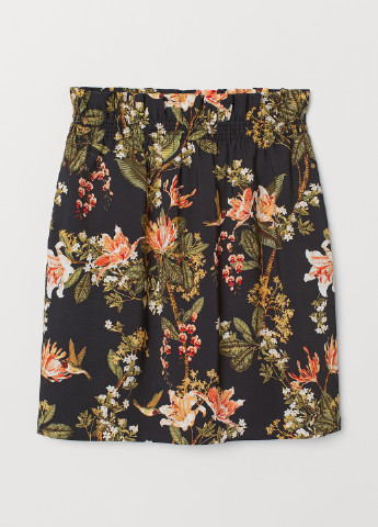 Темно-серая кэжуал цветочной расцветки юбка H&M клешированная