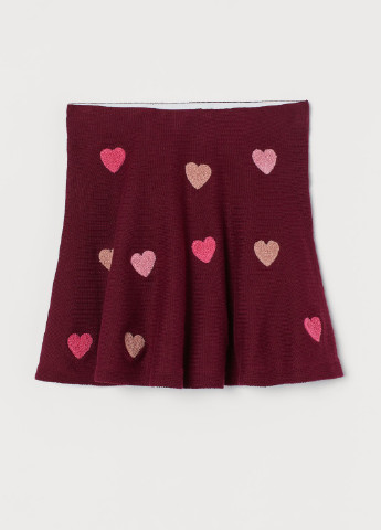 Темно-красная с сердечками юбка H&M