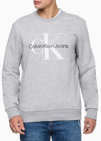 Серый свитшот Calvin Klein меланж без декора (307083932)