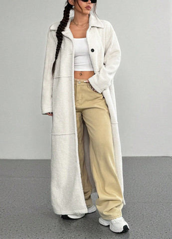 Кремовое зимнее Пальто однобортное SHEIN