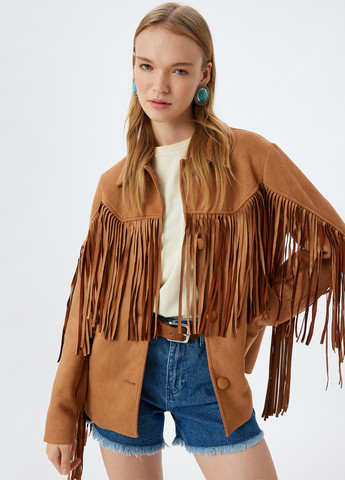 Светло-коричневая демисезонная куртка байкерская KOTON