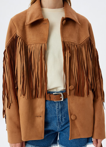 Светло-коричневая демисезонная куртка байкерская KOTON