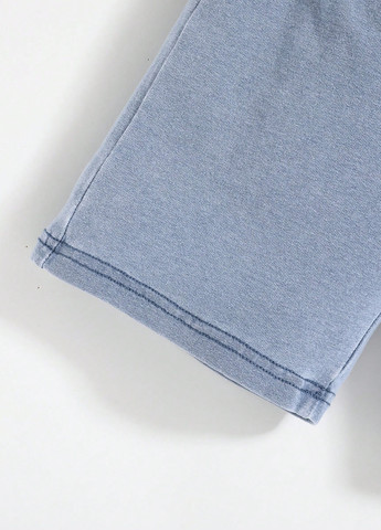 Серо-голубой летний костюм (футболка, шорты) с шортами SHEIN