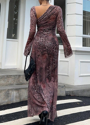 Комбінована кежуал сукня а-силует SHEIN з тваринним принтом