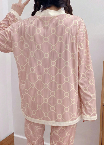 Розовая всесезон пижама (рубашка, брюки) рубашка + брюки SHEIN