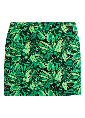 Зеленая кэжуал цветочной расцветки юбка H&M карандаш