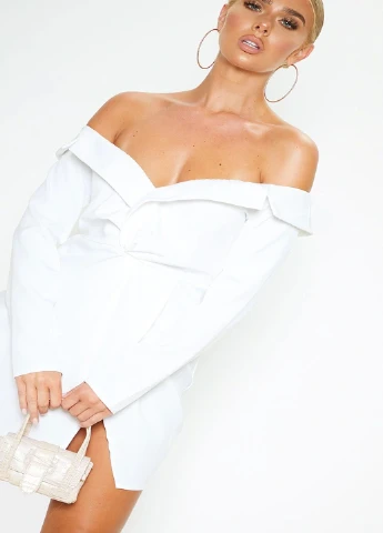 Белое кэжуал платье PrettyLittleThing однотонное