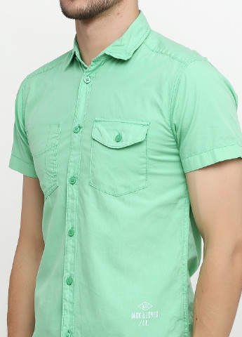 Зеленая кэжуал рубашка однотонная Jack & Jones