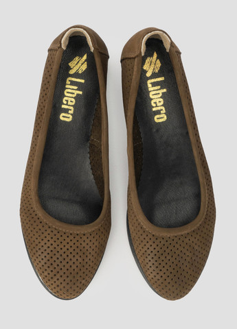 Женские балетки Libero | коричневые однотонные перфорация натуральный нубук (299501198)