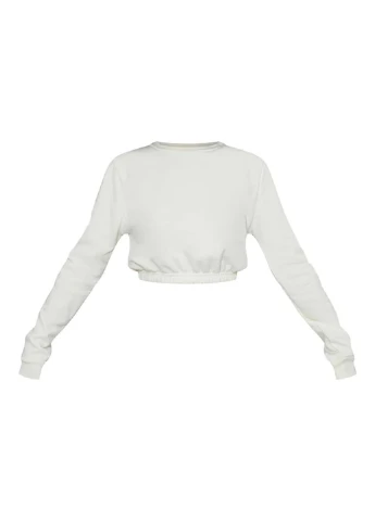 Молочний світшот PrettyLittleThing однотонний без декору (254600592)