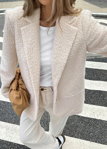 Бежевый женский жакет SHEIN однотонный - демисезонный