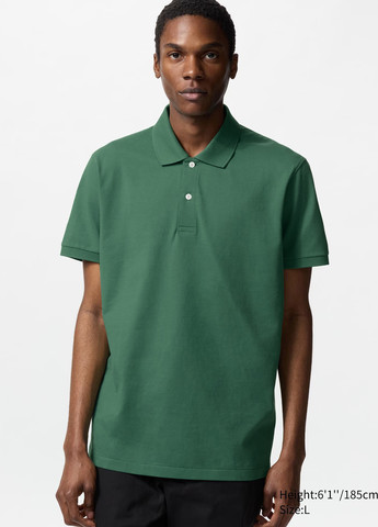 Зеленая футболка-поло для мужчин Uniqlo однотонная