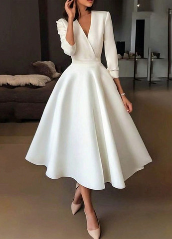 Білий кежуал сукня а-силует SHEIN однотонна